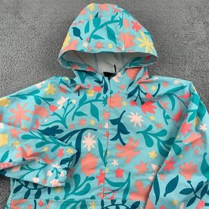Nike Jacket Womens Large Blue Floral Anorak Repel Packable Rain Coat Pullover